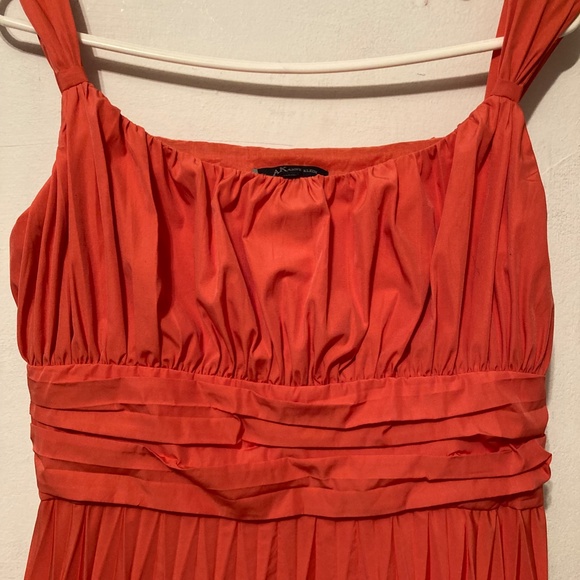 Anne Klein Orange Pleated Retro 50's Summer Dress sz10 - Picture 4 of 13